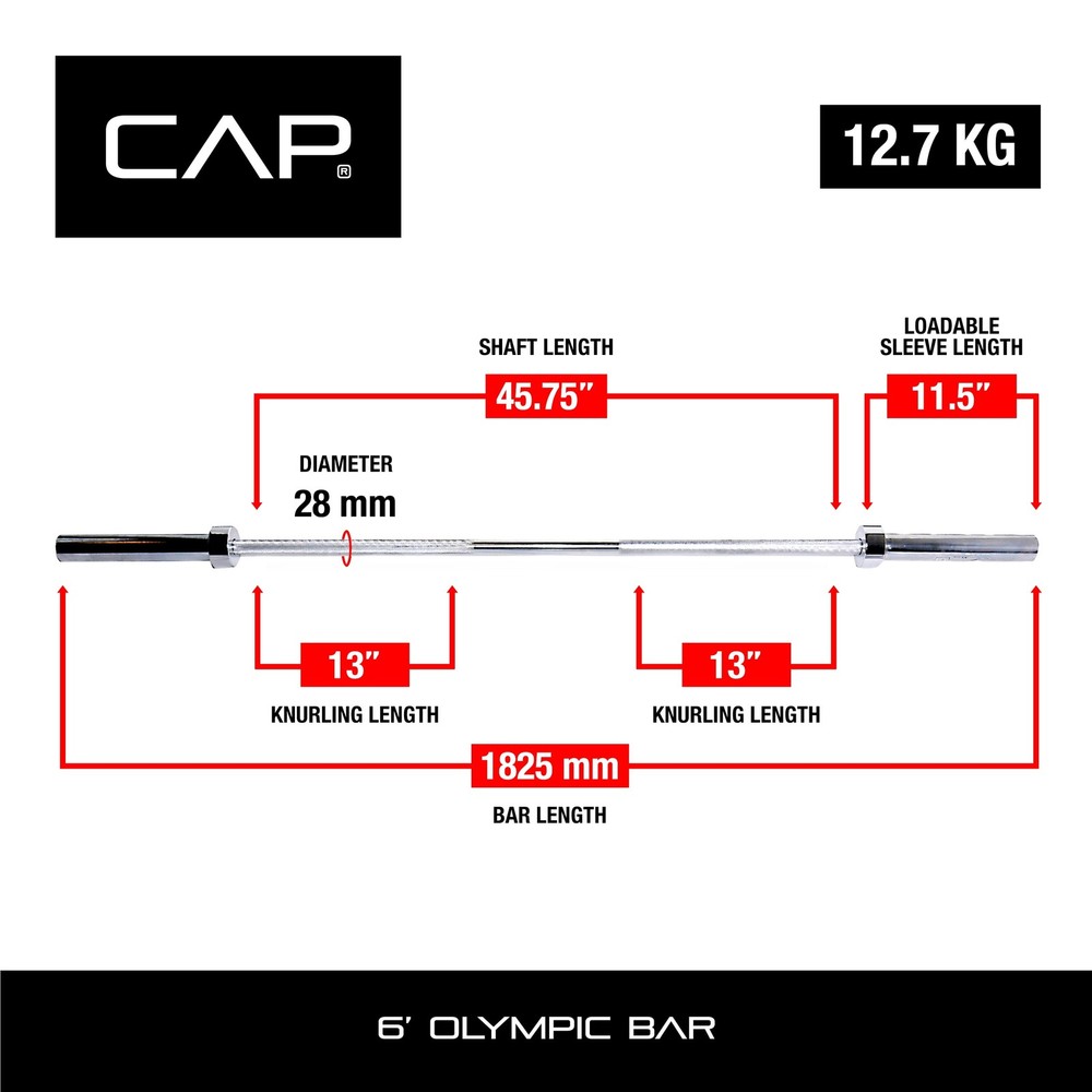 Barbell 2 In. Solid Olympic Weight Bar, 6 Ft.