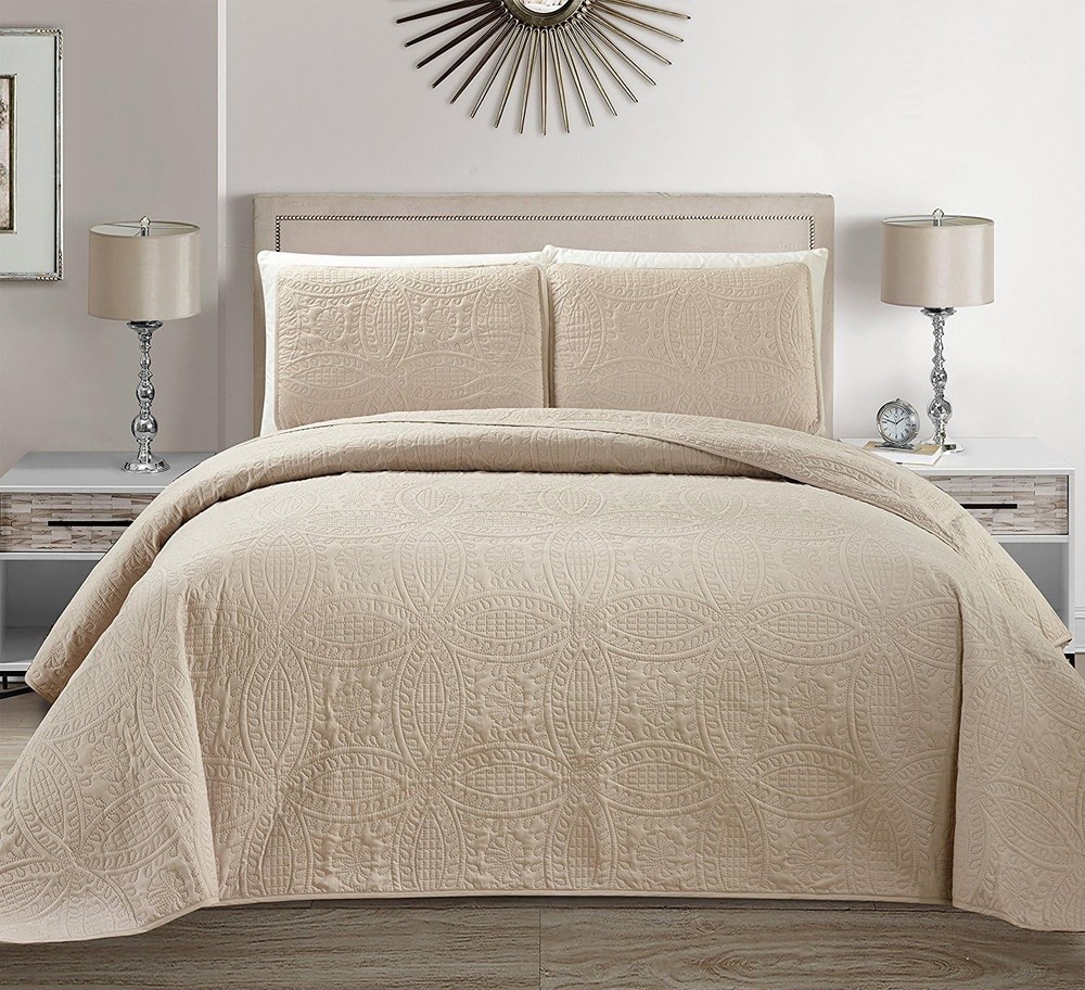 Fancy Collection Embossed Coverlet Bedspread Over Size Set