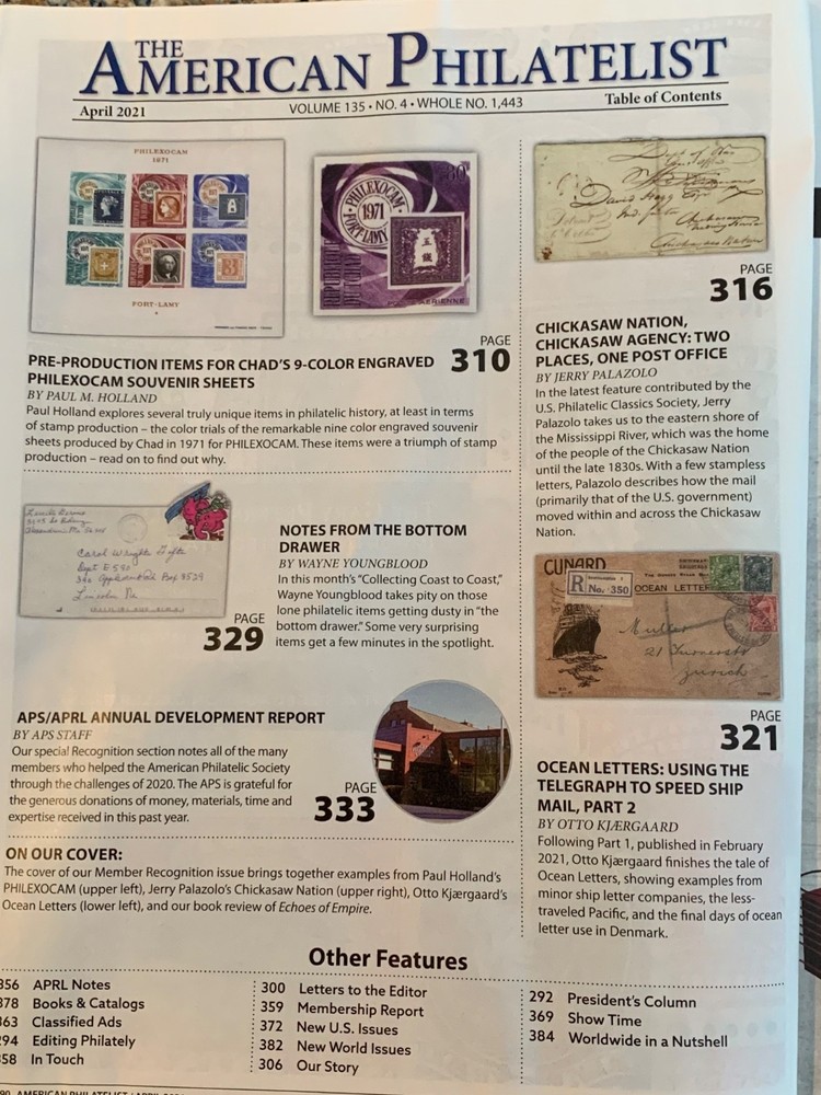American Philatelist Magazine 2021, April
