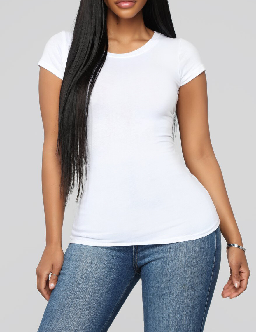 Women's Premium Cotton Basic T-Shirt Crew Neck Short Sleeve Plain Solids Fitted