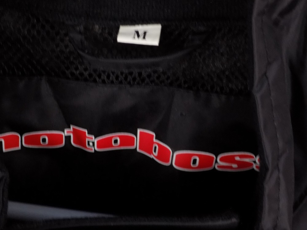 Motoboss Motorcycle Riding Rain Jacket Black Red Size Medium
