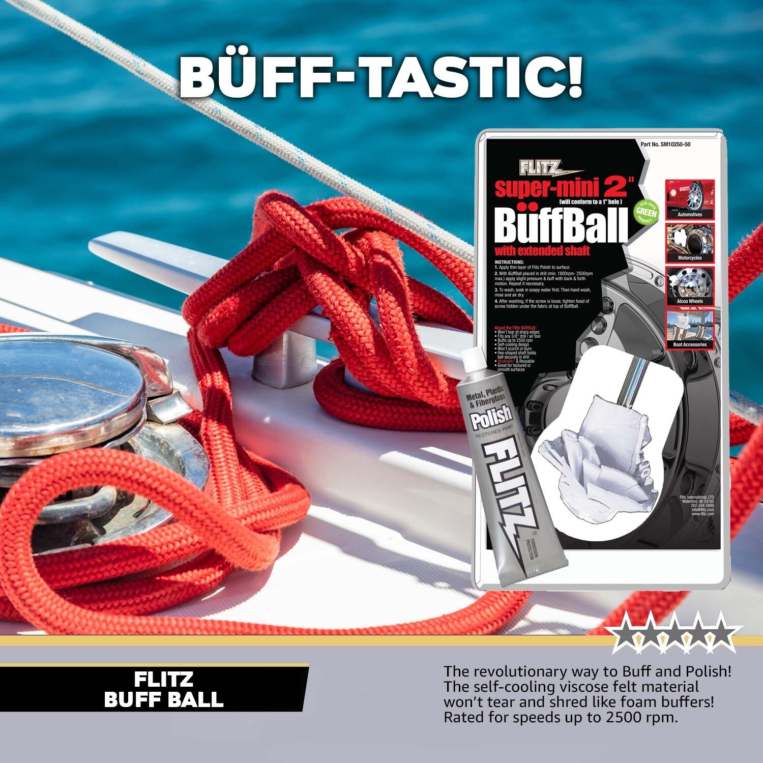 FLITZ 2" Super Mini Buff Ball Combo Pack SM10250P (SEE VIDEO)