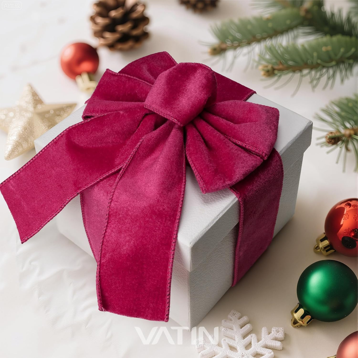 Hot Pink Velvet Ribbon, 2-1/2-Inch X 10 Yards, Ribbons for Crafts, Gift Wrapping