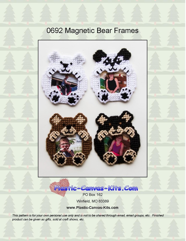 Magnetic Bear Frames-Panda, Polar, Black,Gizzly-Plastic Canvas Pattern or Kit