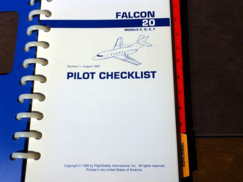 Falcon 20 Models C, D, E & F Pilots Checklist
