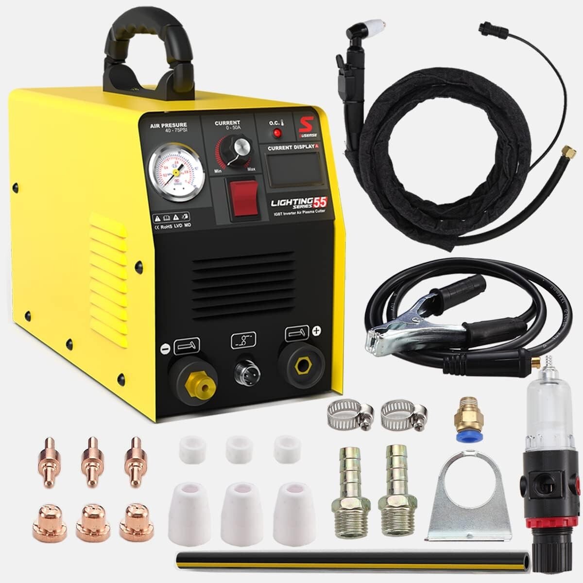 Plasma Cutter 55A with 110/220V Dual Voltage DC Inverter Cutting Machine