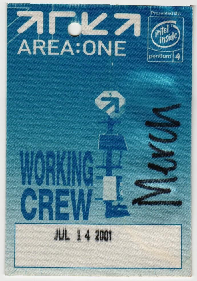 2001 Area One Moby Incubus Roots Nelly Concert Backstage Pass Working Camden NJ