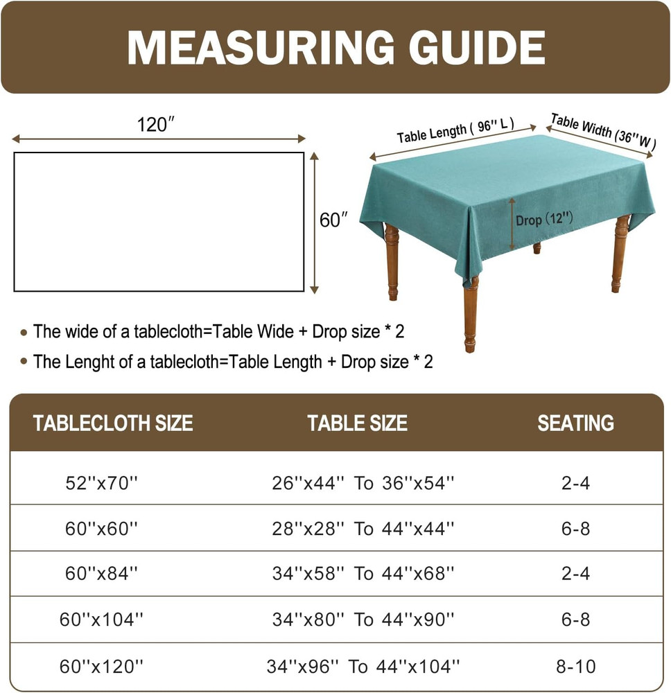 Textured Tablecloth Rectangle 60x84 Water Resistant Spill-Proof Wipeable Table C