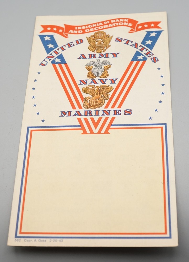 WWII 1943 Army, Navy, Marines Insignia Of Rank And Decorations Booklet RARE