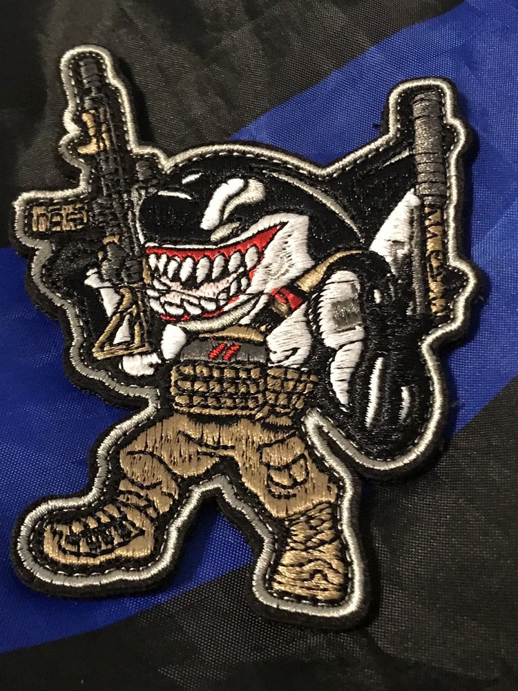 Tactical KILLER SHARK Military ARMY SWAT Embroider Hook/Loop Patch
