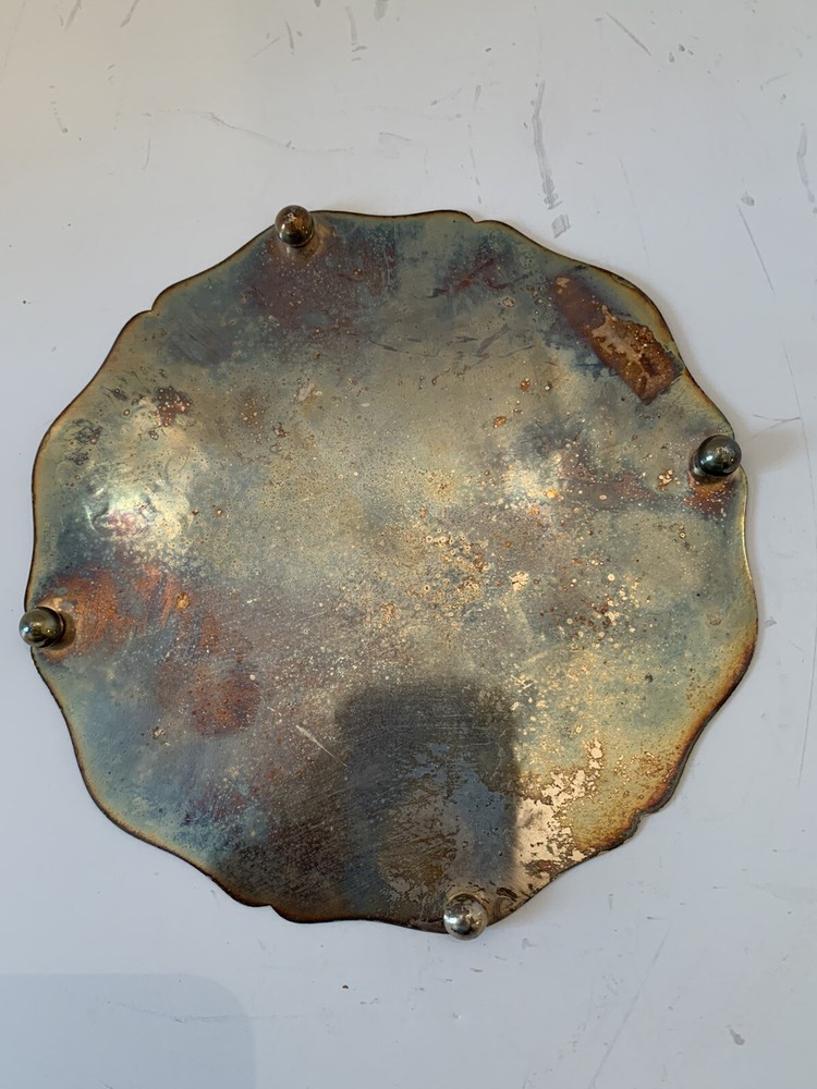 6.5" Diameter Silverplate Trivet Silver Plated Floral and Leaf Design