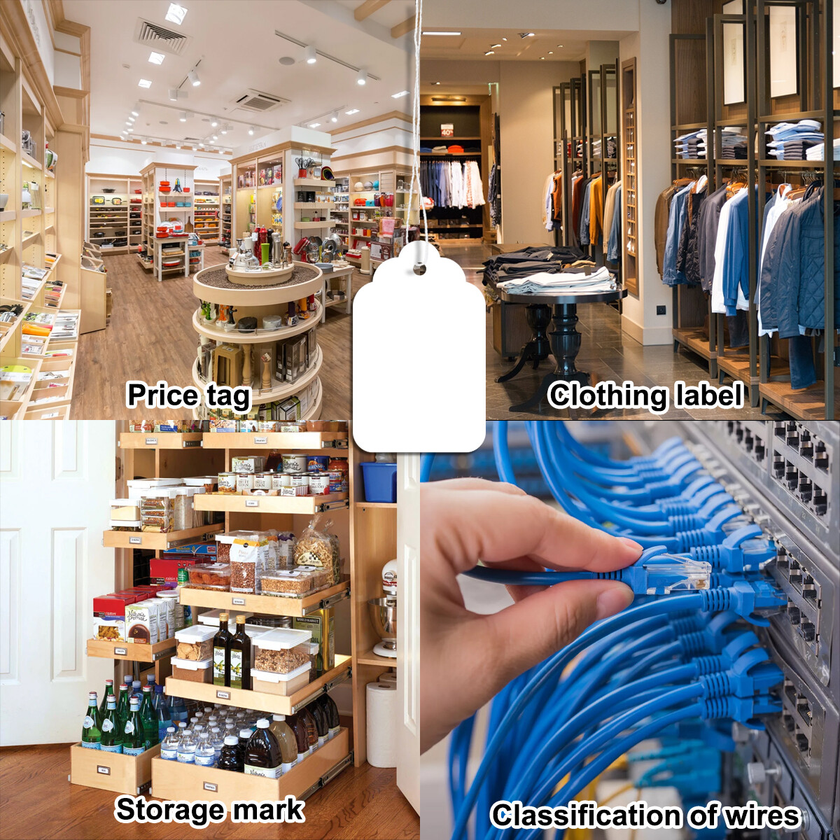 Garage Sale Price Tags Size #5 Blank White Merchandise Hang String Strung US