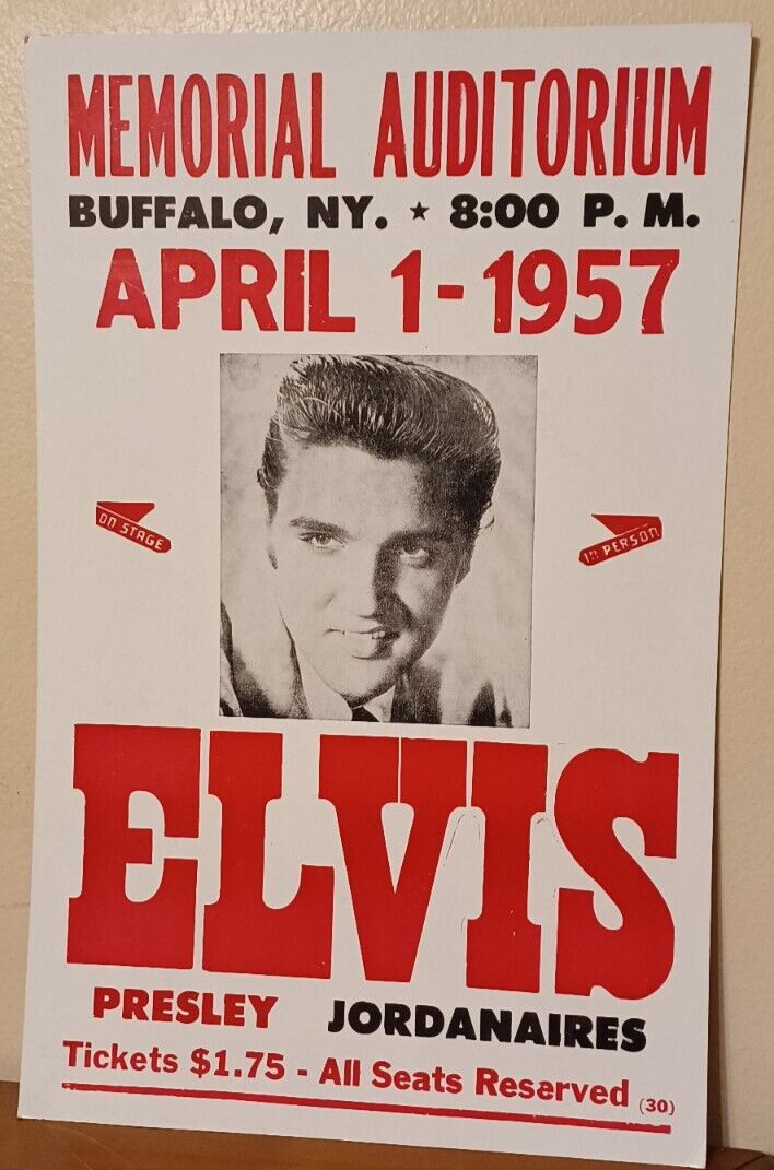 Rare ELVIS PRESLEY Memorial Auditorium Buffalo NY April 1 ,1957 Concert Poster