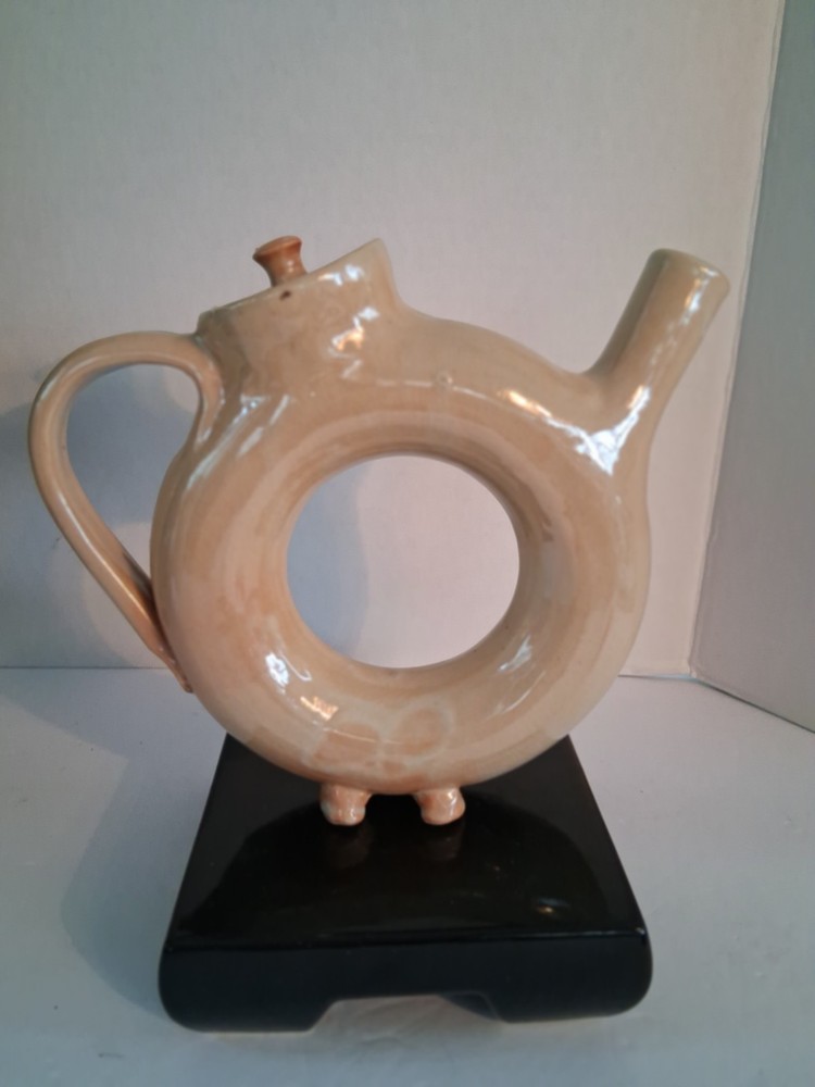 Donut Shaped Teapot w/ Lid; Handmade;