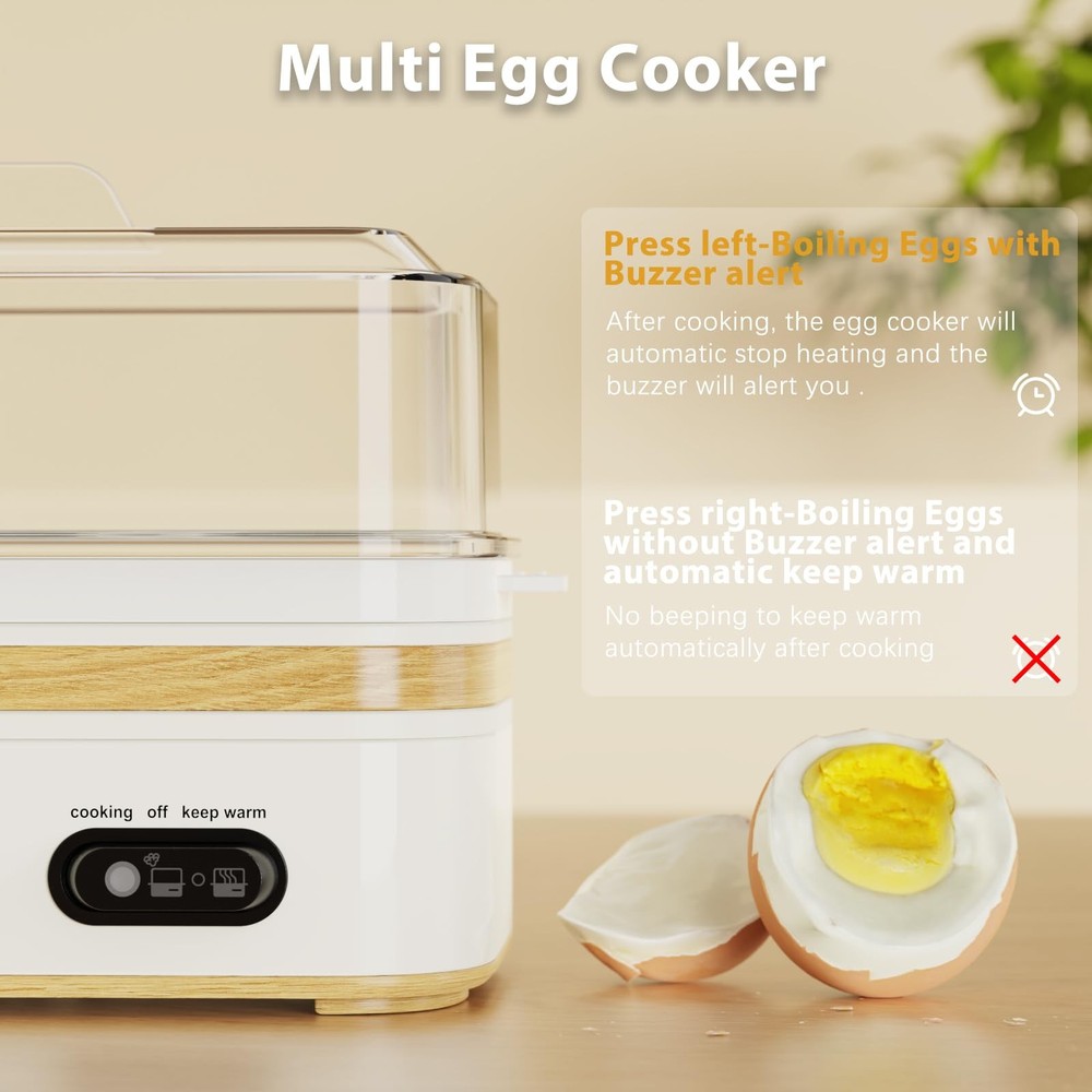 Rapid Egg Cooker 6 Eggs Capacity, Soft, Medium, Hard Boiled, Poacher, Omelet ...