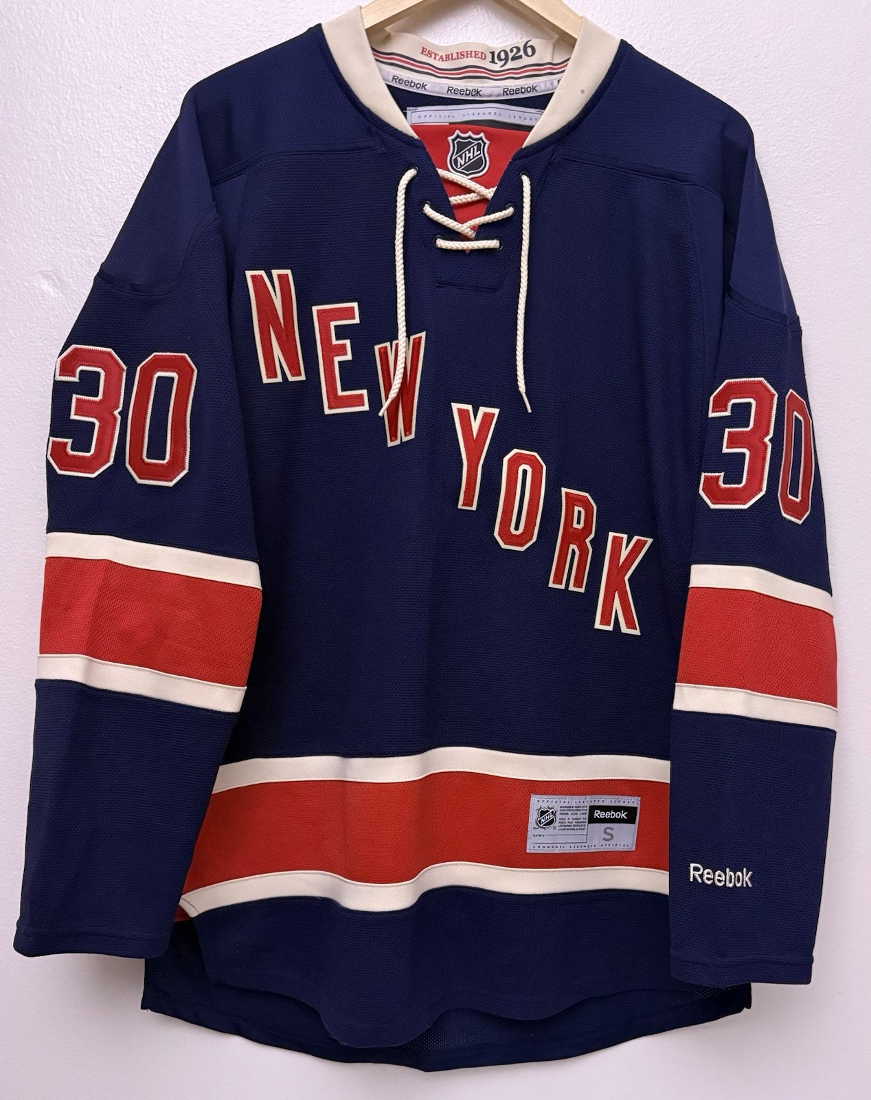 Reebok New York Rangers #30 Henrik Lundqvist Hockey Jersey Men’s Size Small