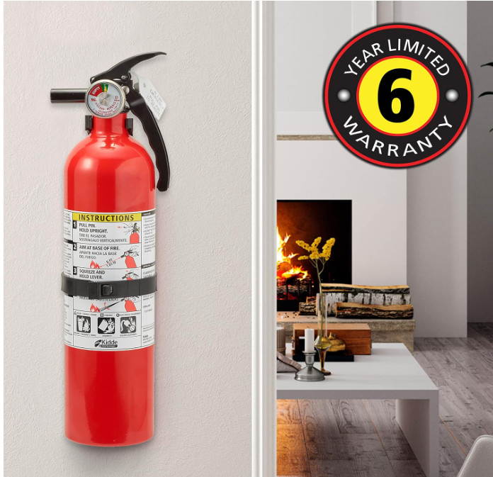 Kidde Basic Use Fire Extinguisher with Mount Bracket & Strap, 1-A:10-B , Dry