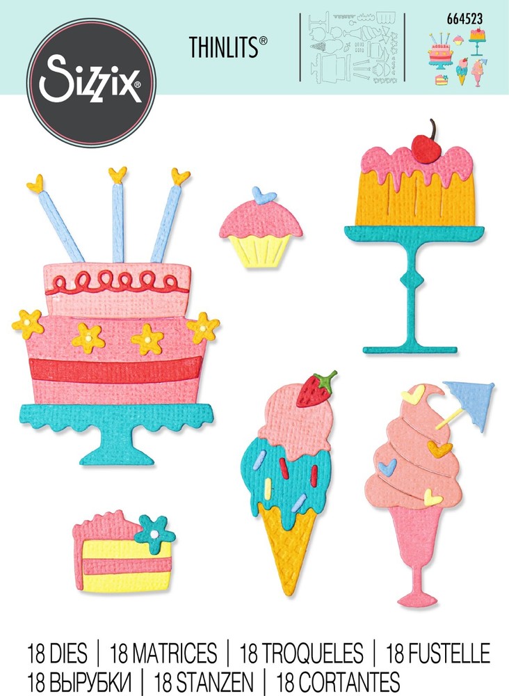 Sizzix Thinlits Party Treats #664523 18pc set Retail $24.99 SO MUCH FUN!!!