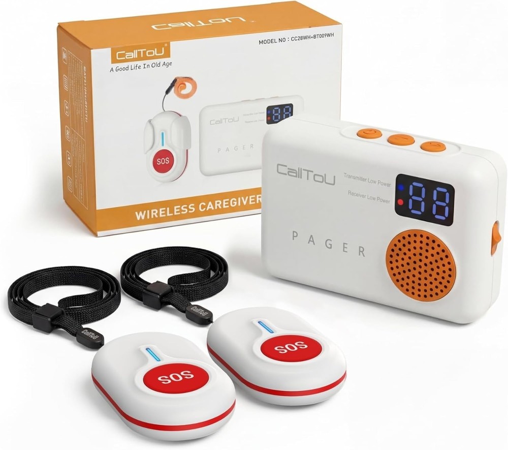 Vibration Call Bell System - 2 Waterproof Buttons, Expandable Caregiver Solution