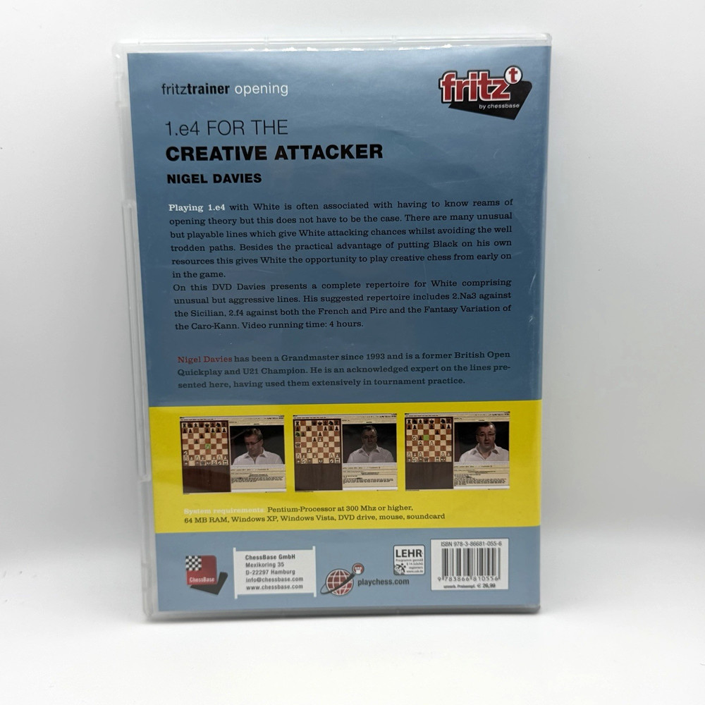 Nigel Davies 1.e4 For the Creative Attacker Fritz Trainer Chessbase DVDROM Chess