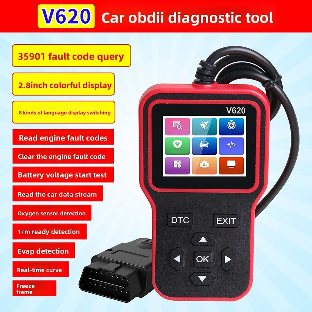 V620 OBD2 Code Reader with Freeze Frame Data Stream MIL Status and Vehicle Info