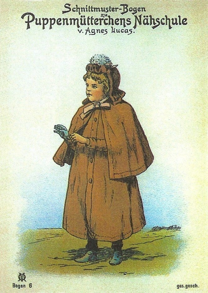 9" & 11" Doll Clothes Patterns, Antique Agnes Lucas German Doll Clothes Pattern