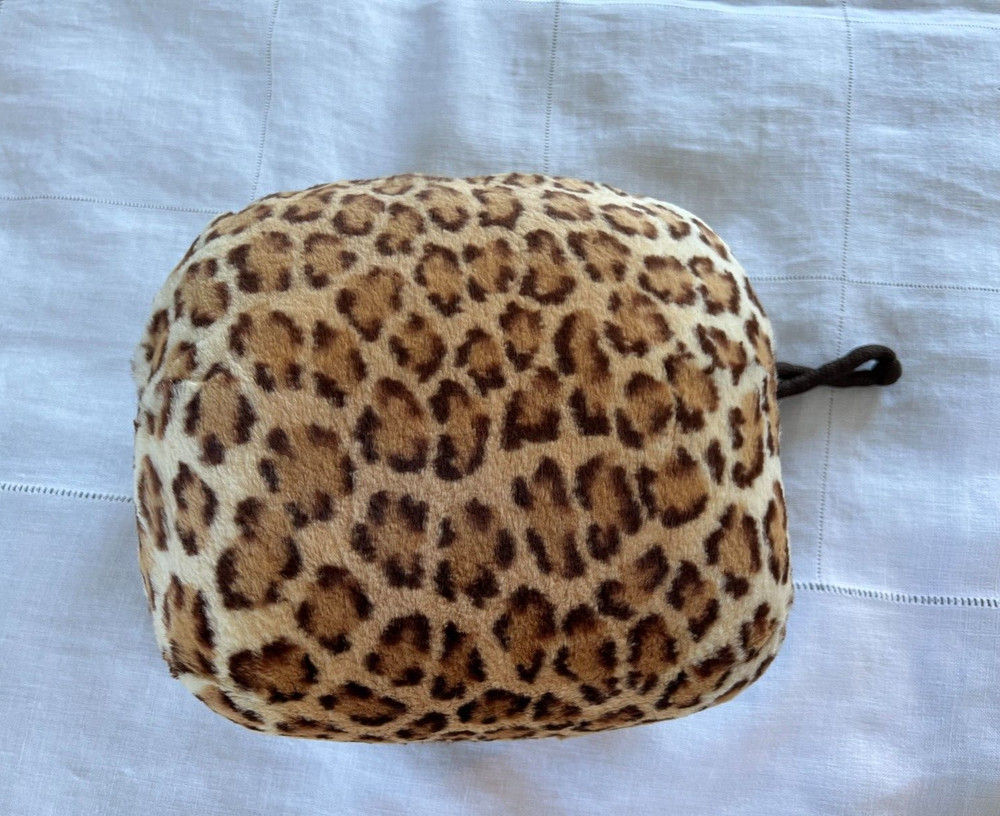 Vintage Muff Leopard Pattern Rabbit Hand Warmer Strap Fur