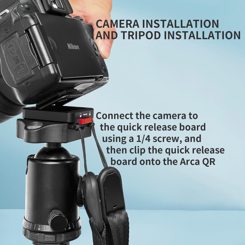 Camera Quick Release Plate Shoulder Strap Mount for Tripod DSLR 1/4"-3/8"