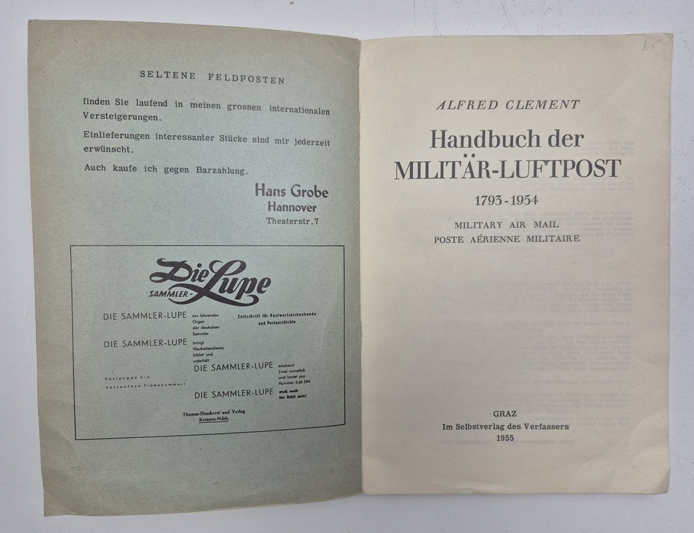Vtg German Postage Alfred Clement 1793-1954 Military Air Mail Philately Guide