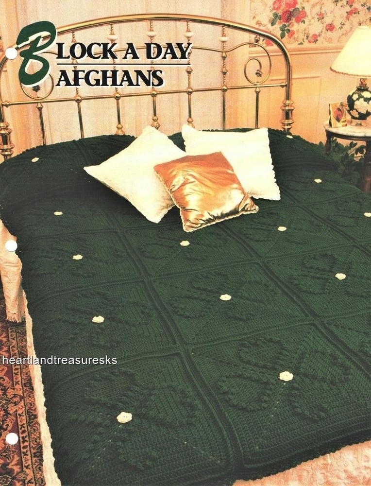 Block A Day Afghans   Annie's Attic Crochet Afghan Pattern Leaflet  3 Patterns