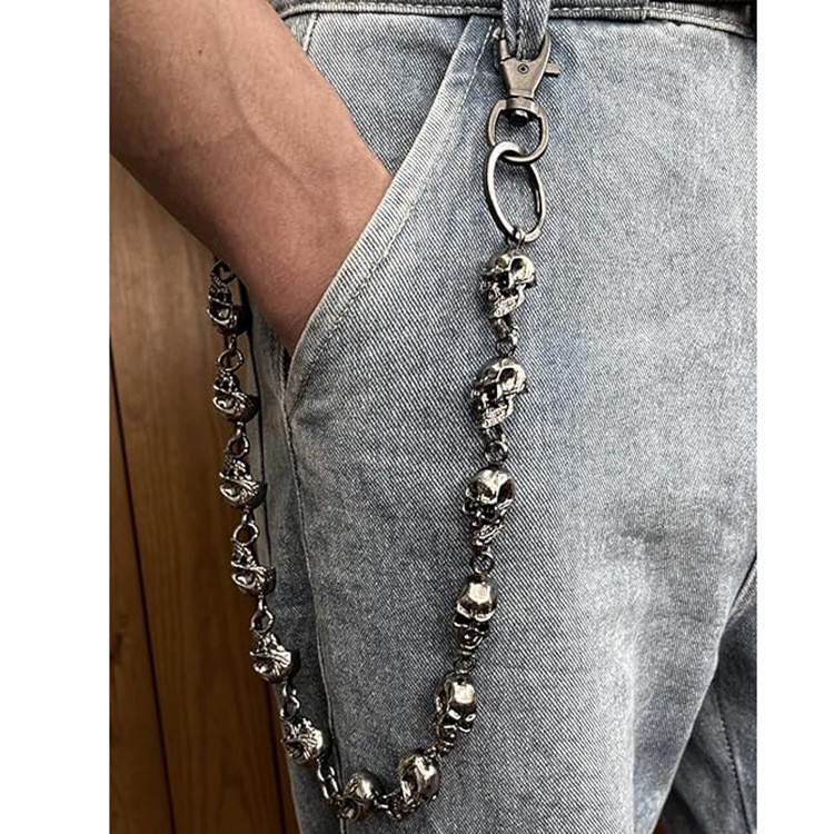 Silvery Skull Jeans Chain Hip Hop Punk Waist Chain Men's Accessories Alloy