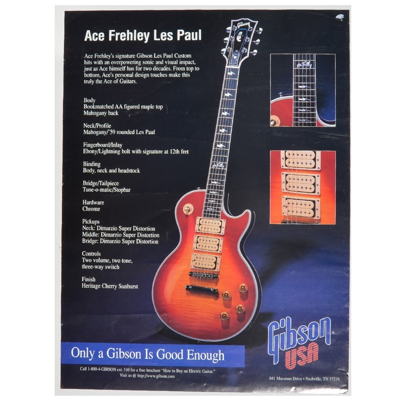 Poster KISS Ace Frehley Gibson Guitars Promo 1996-97 18X24 Ships Free In USA