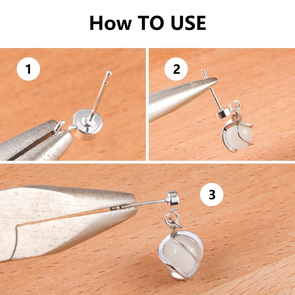 12Pcs Flat Sterling Silver Post with Earring Hook, 3/4/5mm Ear Studs with Loo...