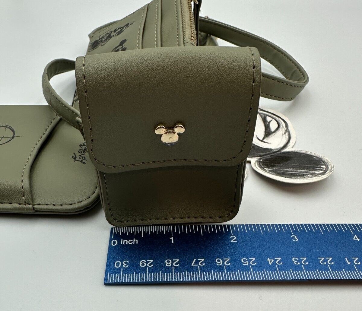 Primark Mickey Green Crossbody Bag Phone Holder Cardholder and Earbud Case NWT