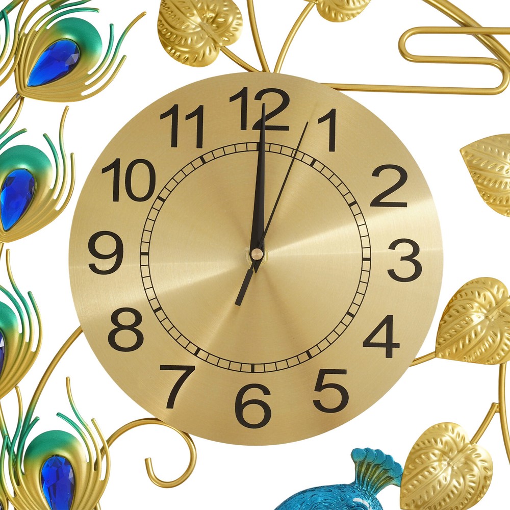 Peacock Wall Clock, Silent Art Wall Clock, Decorative Wall Clock