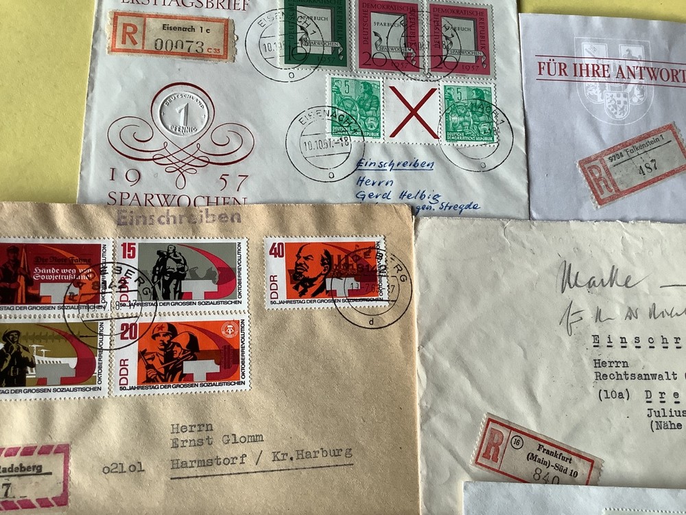 Germany Registered mail 12 postal stamps covers items Ref A575