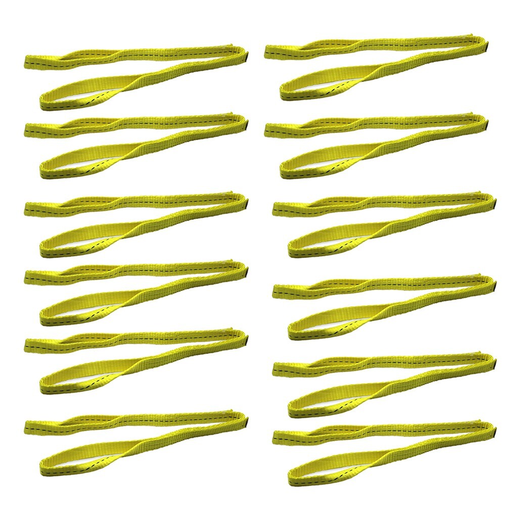 12PK 1"x3ft Web Sling Lift Tow Strap Twisted Eye Heavy Duty BS 16000lbs SF 5:1