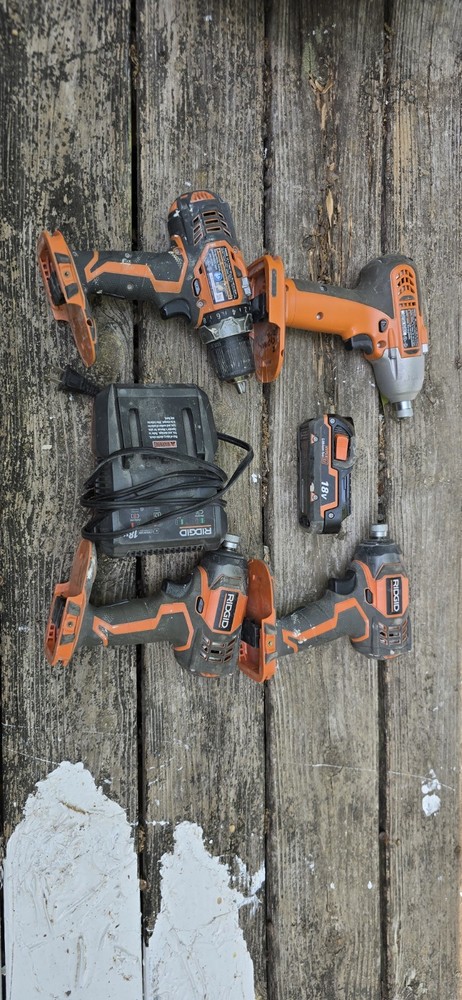 RIDGID 18V Drill/Driver & Impact Driver Set, 3 Tools, Li-Ion, Orange