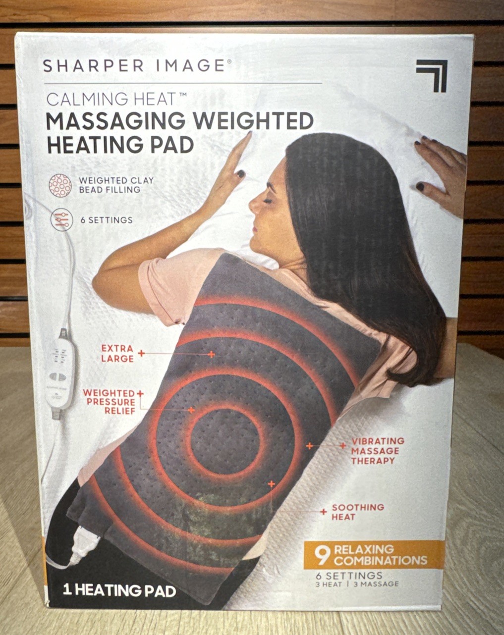 Sharper Image Calming Heat Massaging Weighted Heating Pad 24" x 12", 4 lbs