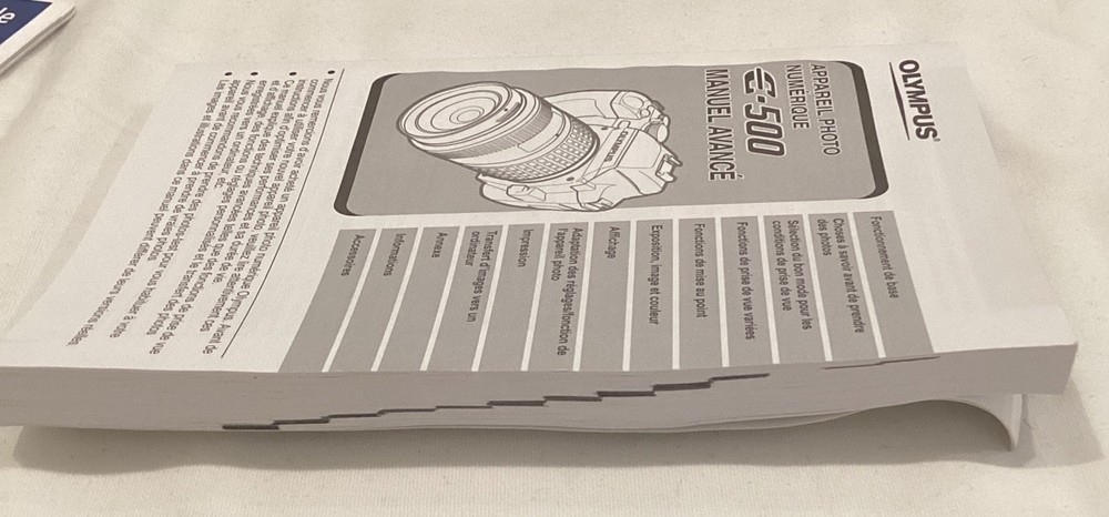 Olympus E-500 OEM Original Advanced Instruction Manual & Quick Start GuideFRENCH