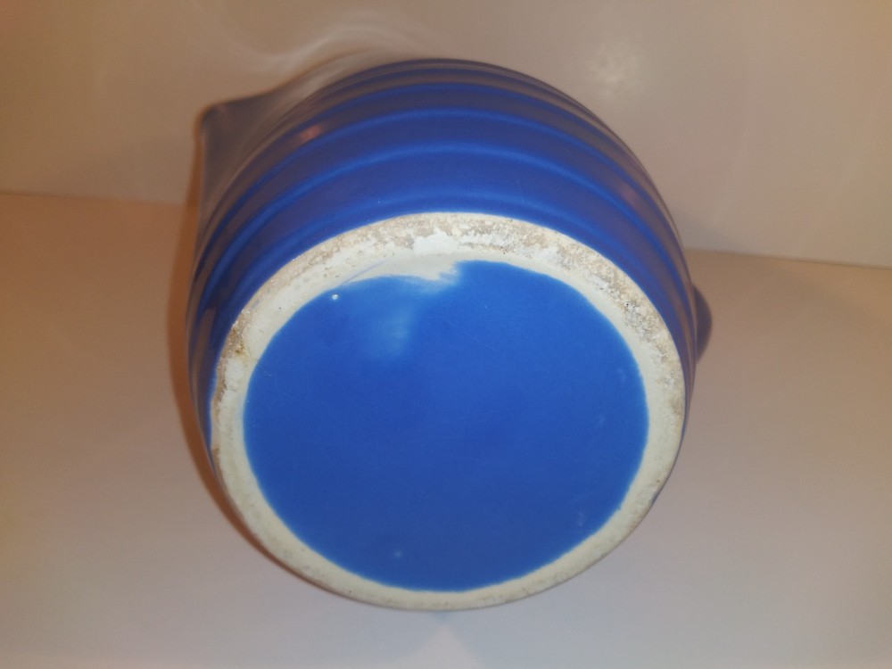 Bright Blue Art Pottery Stoneware Pitcher