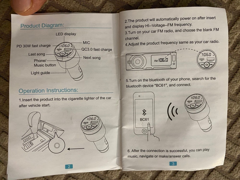 FM Transmitter for Car Bluetooth 5.3 [All-Metal] PD 30W & QC3.0 18W Fast Car 5pk