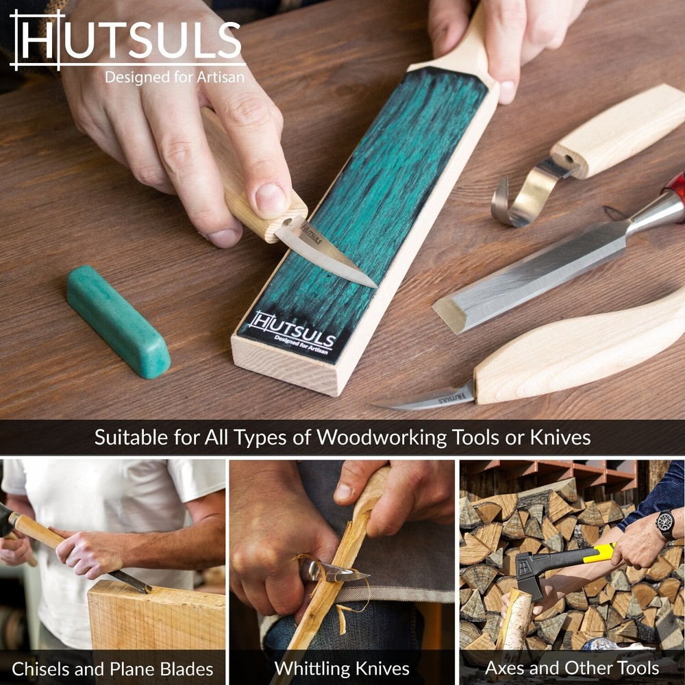 HUTSULS Double Sided Leather Strop Paddle Compound Knife Kit Sharpener Honing