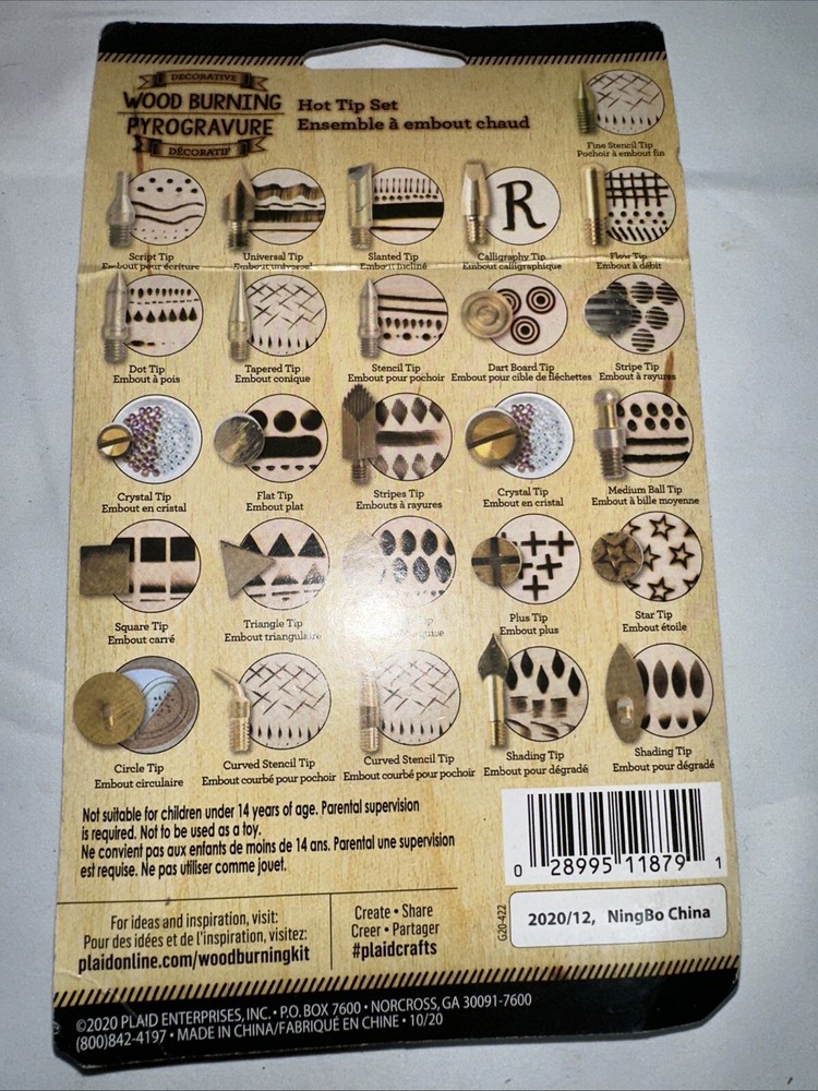 Plaid Decorative WOOD Burning Hot Tool Interchangeable Tip Set 26 PC
