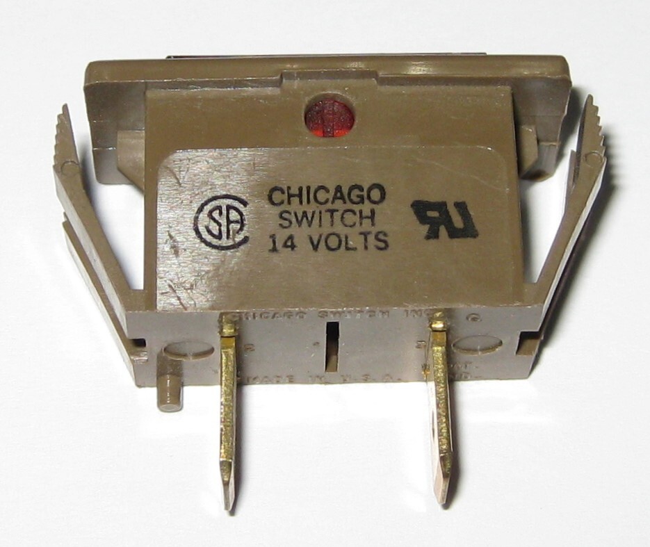 Red Rectangular Panel Mount Indicator Light - 14V - 0.25" Terminals - Chicago