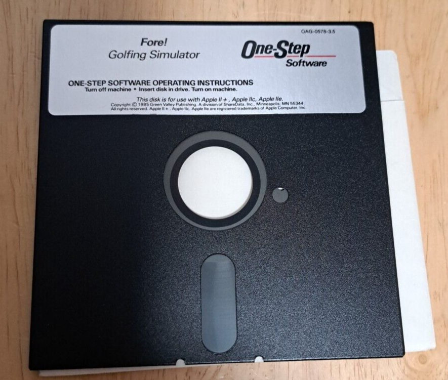 4 One-Step Software Floppy Disk 5.25 Apple IIC II,IIE Space,Budgeter, Math,Fore!