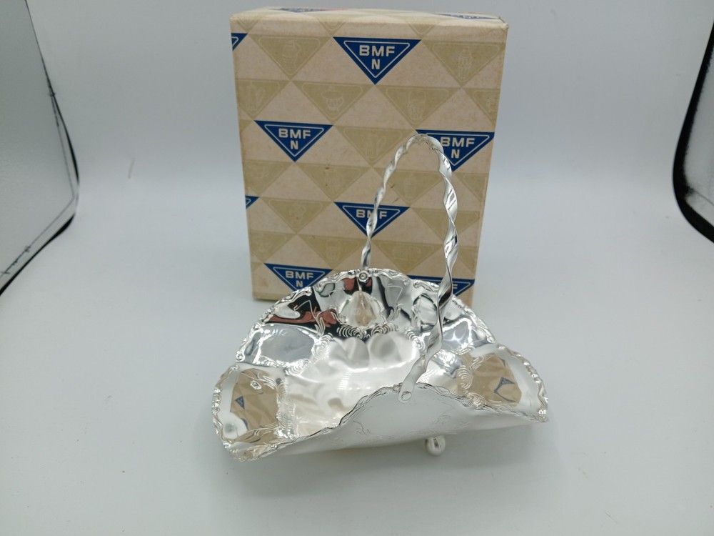 Vintage BMF Silverplated Candy Dish Basket w/ Box West Germany Mid Century