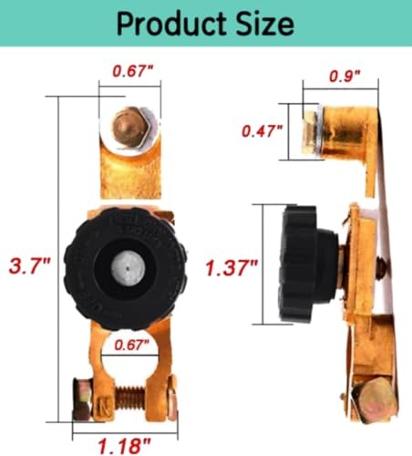 Battery Master Cut Off Switch 12V/24V, Gold Brass, Top Post Design, 2 Pack,