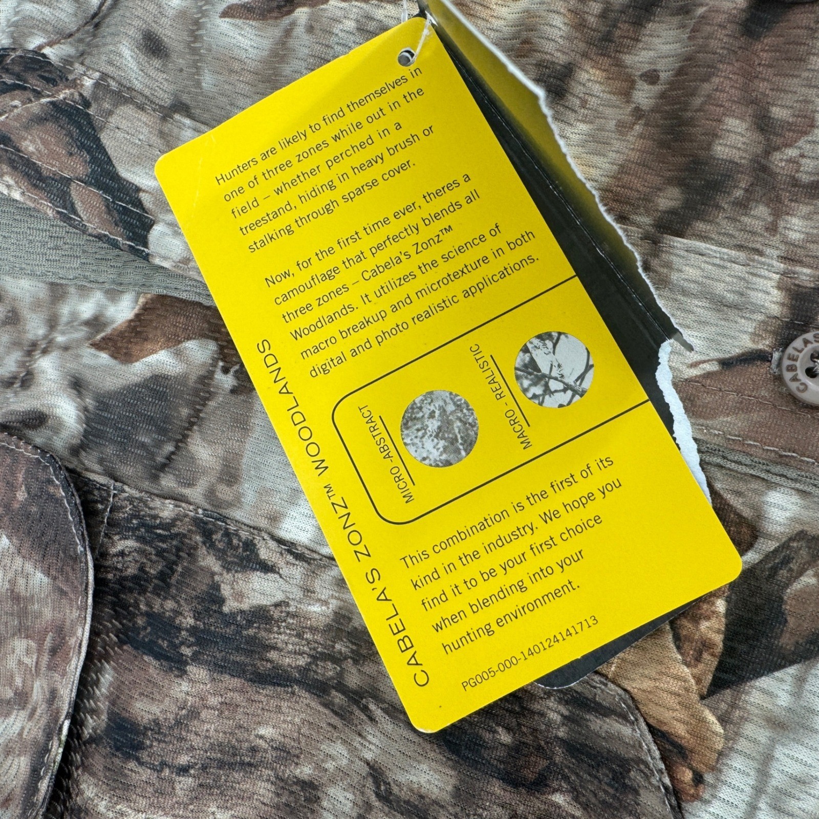 NEW Cabelas Zonz Woodlands Camo Long Sleeve Button Up Shirt Mens 2XL Hunting NWT