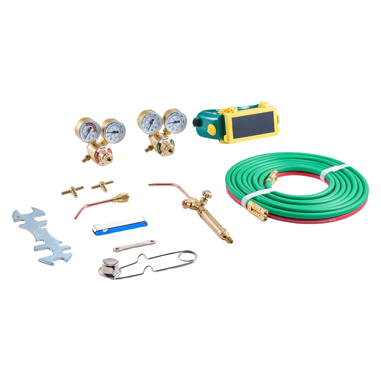 VEVOR Oxygen Acetylene Torch Kit 14PCS Gas Welding & Cylinder Holder 177'' Hose